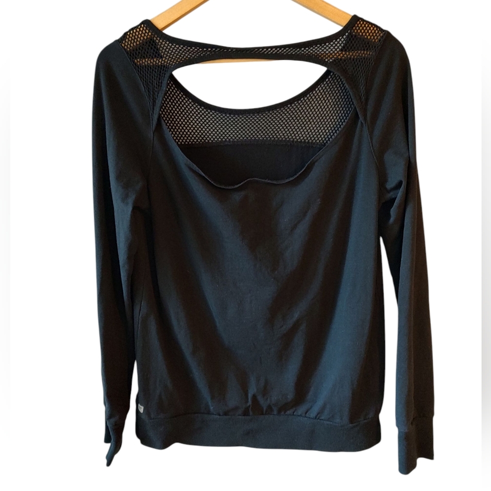 Fabletics Black Weston Sweatshirt with Mesh Panels and Thumbholes Size Medium - Picture 6 of 10